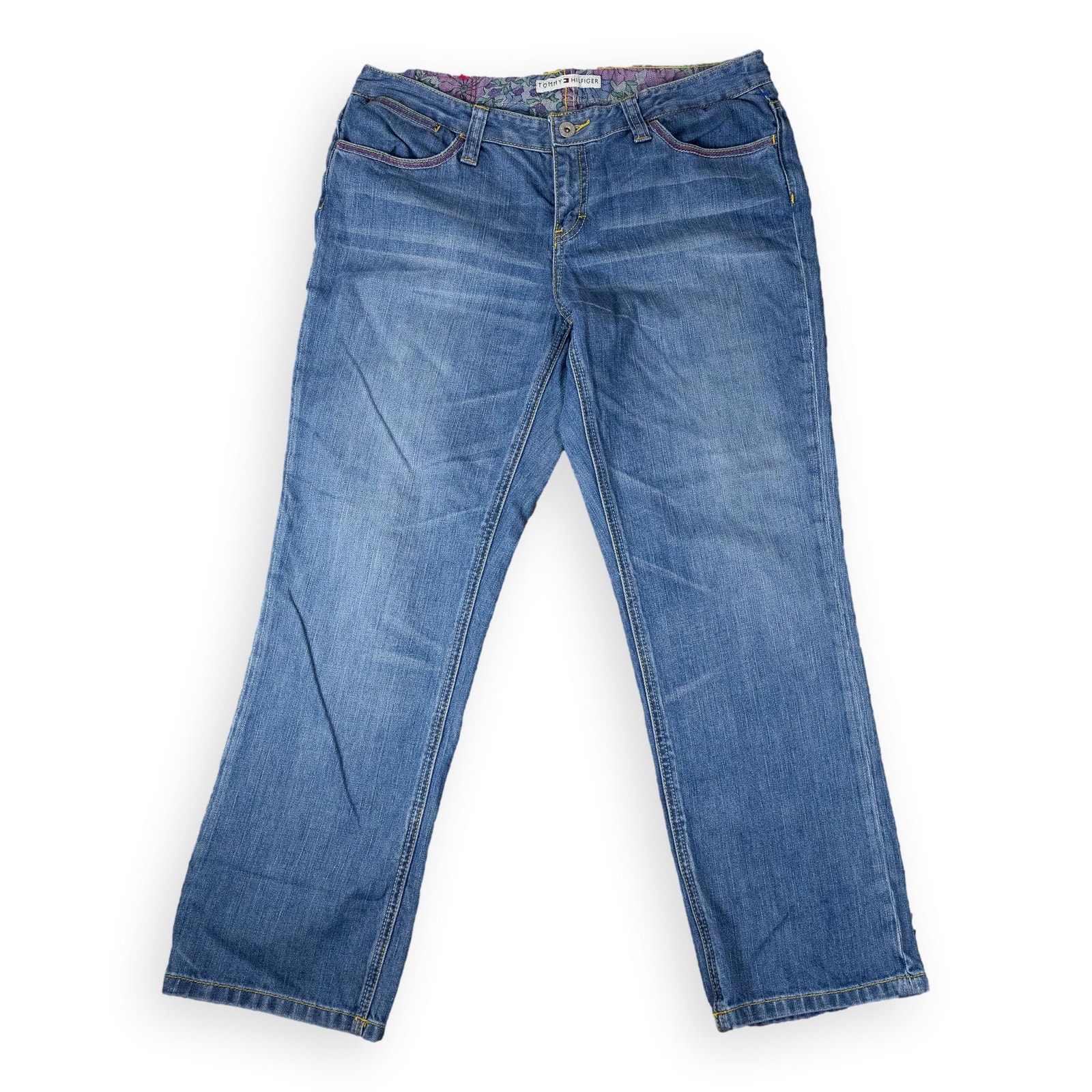 Tommy Hilfiger Straight Leg Jeans Size 12 Floral Waistband